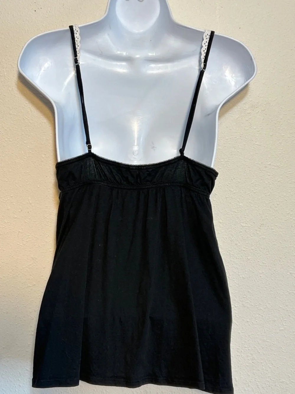 Victoria's Secret Black Babydoll Camisole with Lace Trim Size Medium